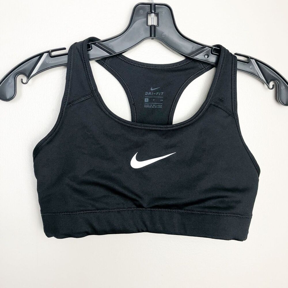 Nike Racerback Logo Dri-Fit Scoop Neck Sports Bra Black Small